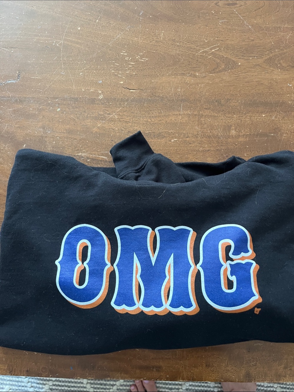 M-E-T-S Kids Black Sweatshirt with Blue & Orange 'OMG' Graphic